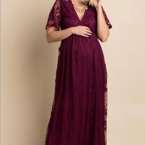 Pinkblush Maxi Maternity Lace Overlay Dress